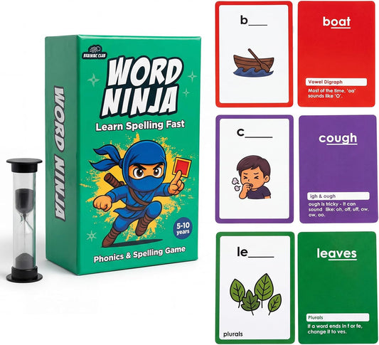 Spelling Game for Kids Ages 5-10, Flashcards Phonics Game, Educational Learning Game for 1st, 2nd, 3rd, 4th Grade Teachers, Classrooms or Homeschool, Learn to Spell Words, Dyslexia Friendly Literacy