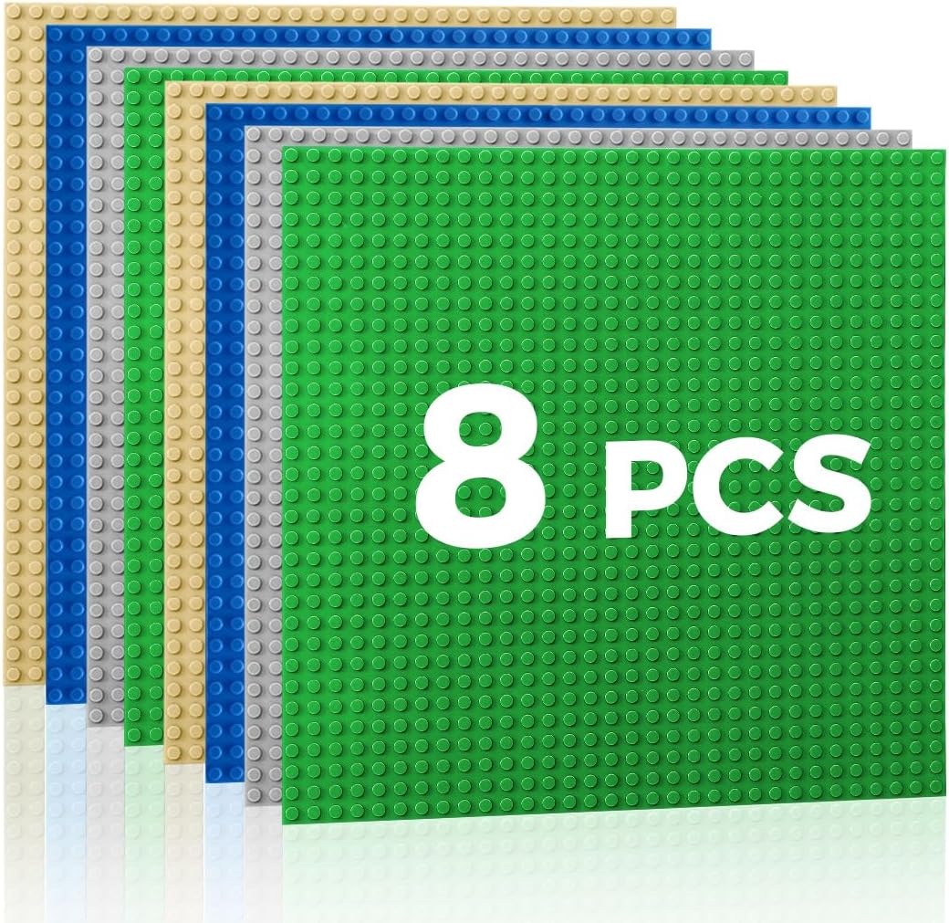Classic Baseplates Building Plates-10" x 10" Building Boards,100% Compatible with All Major Brands and Activity Table, Creative Platforms Mats for Toy Bricks (Sand, 8 Pack)