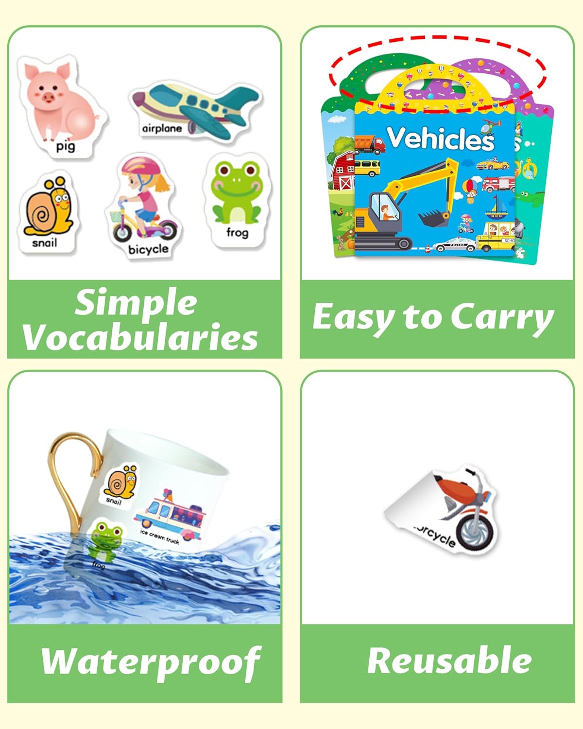 Walenced Reusable Sticker Book for Toddlers, Stickers for Kids, Toddler Sticker Book, Toddler Craft Activities, Toddler Travel Toys Ages 3 and Up Boy Girl Birthday Gifts