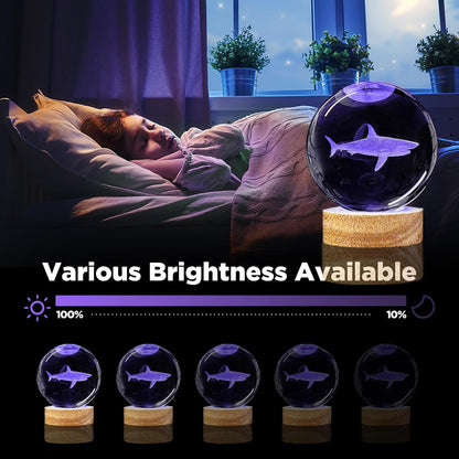3D Solar System Crystal Ball Night Light with 16 Color Wooden LED Base Upgraded 3.15 In Galaxy Planets Ball Lamp with Remote for Birthday Christmas, Astronomy Space Gifts for Boys Girls Kids