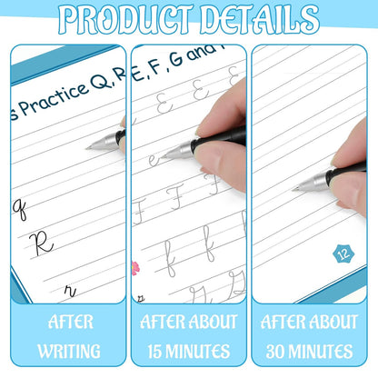 Gilprop Cursive Handwriting Kits Groove Cursive Handwriting Practice Copybook Reusable Letter Tracing Book with Special Ink for Letters Home Learning Supplies, 10.2 x 7.1