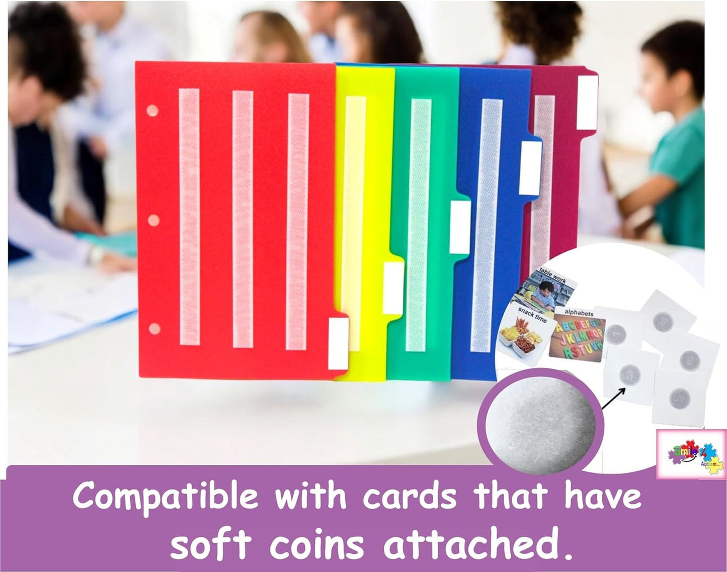 Smile4autism Large 2.5x10 ¼” Tools Perfect to Keep Your Loose Visual Picture Cards Organized. Autism, ABA, ADHD, Language & Apraxia Aspergers