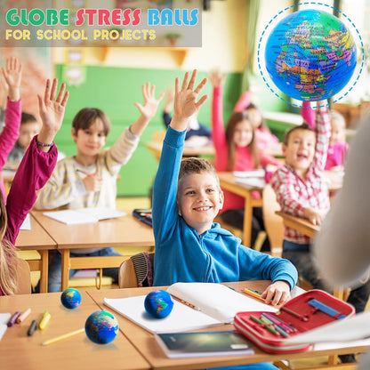 24 PCS Globe Squeeze Balls,2.5 Inch Foam Squeeze Balls for Kids,School,Classroom,Party Favors