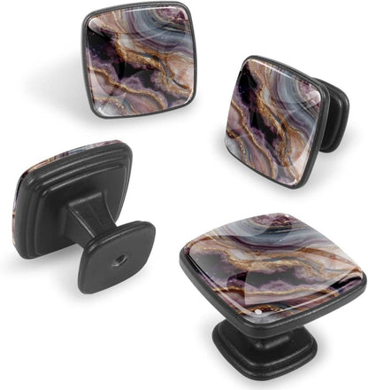 4 Pack Cabinet Knobs Drawer Pulls, 30mm Round ABS Glass Drawer Hardware Growing Purple Butterflies Cabinet Handles with Screws for Dressers Kitchens Cupboard