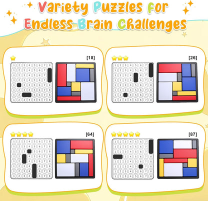 2 Pcs Logic Puzzle Brain Teaser Game for Adults, 88 Challenges 4 Difficulty Levels Logic Puzzles, Portable STEM Educational Thinking Game Toy for Classroom, Family Brain Training