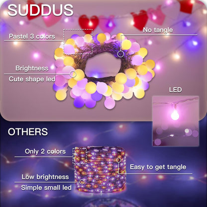 suddus String Lights for Bedroom, 66ft 200 Led Connectable Globe String Lights Indoor, Hanging Fairy Lights Plug in with Remote for Kids Room Dorm Classroom Outdoor Christmas Tree Decor, Warm White