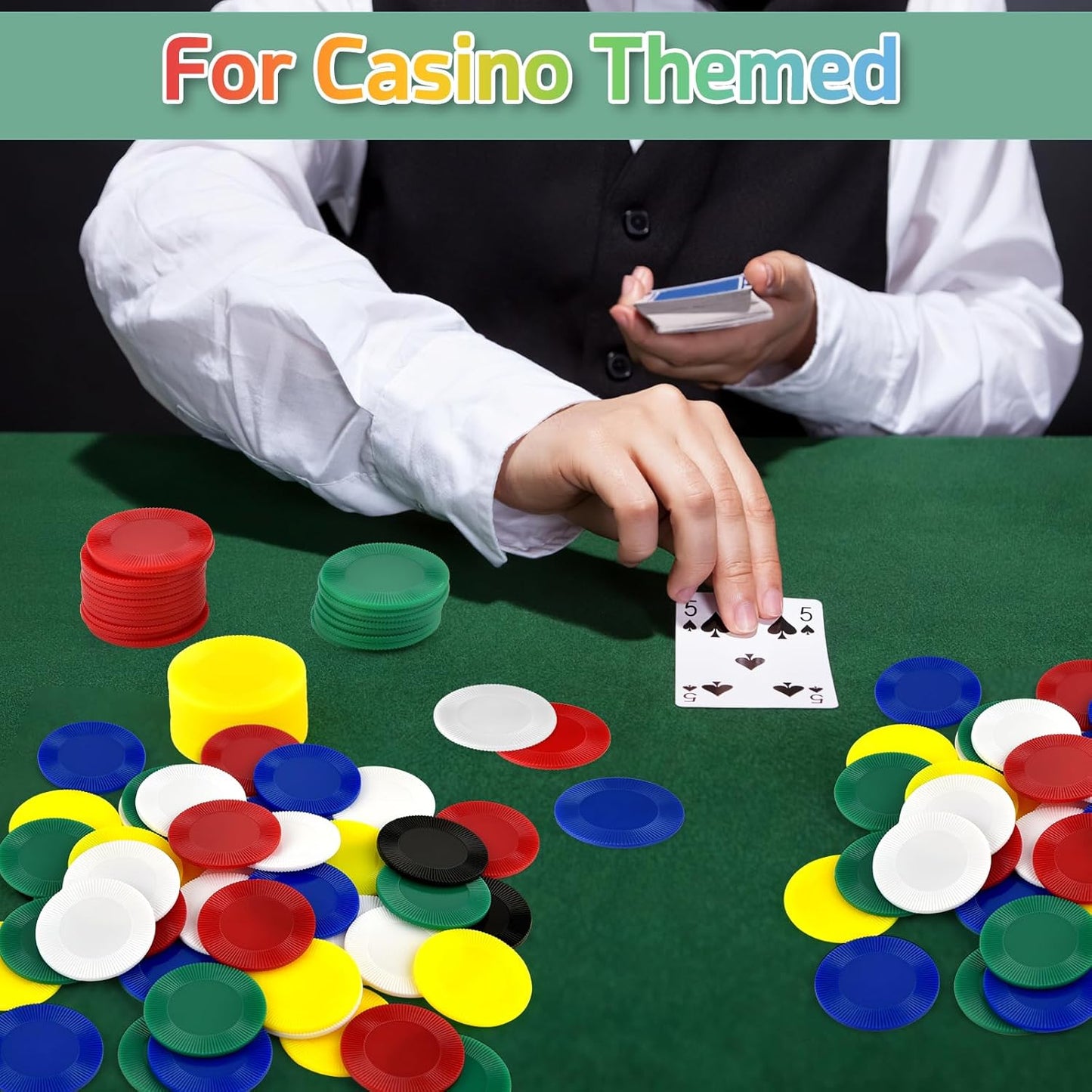 Coopay 250 Pieces 1.5 Inch Plastic Poker Chips 10 Colors Poker Card Game Chips Bulk Learning Counters Disks Bingo Chip Counting Markers for Math Practice, Game Tokens and Teaching Rewards, 38 mm
