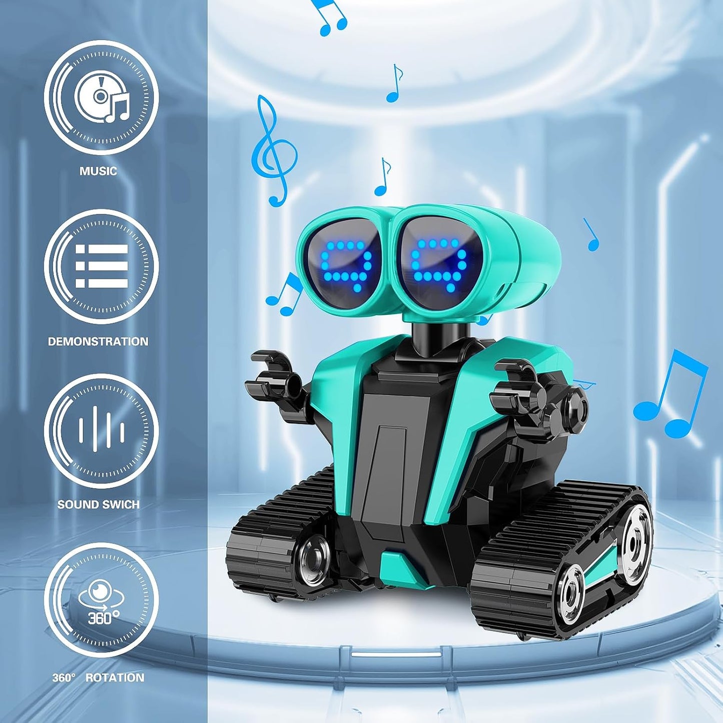 MindPal Robot Toys Rechargeable RC Robots for Kids with LED Eyes Auto-Demonstration Dance & Sing Remote Control Emo Robots for Boys Girls, Camouflage Blue