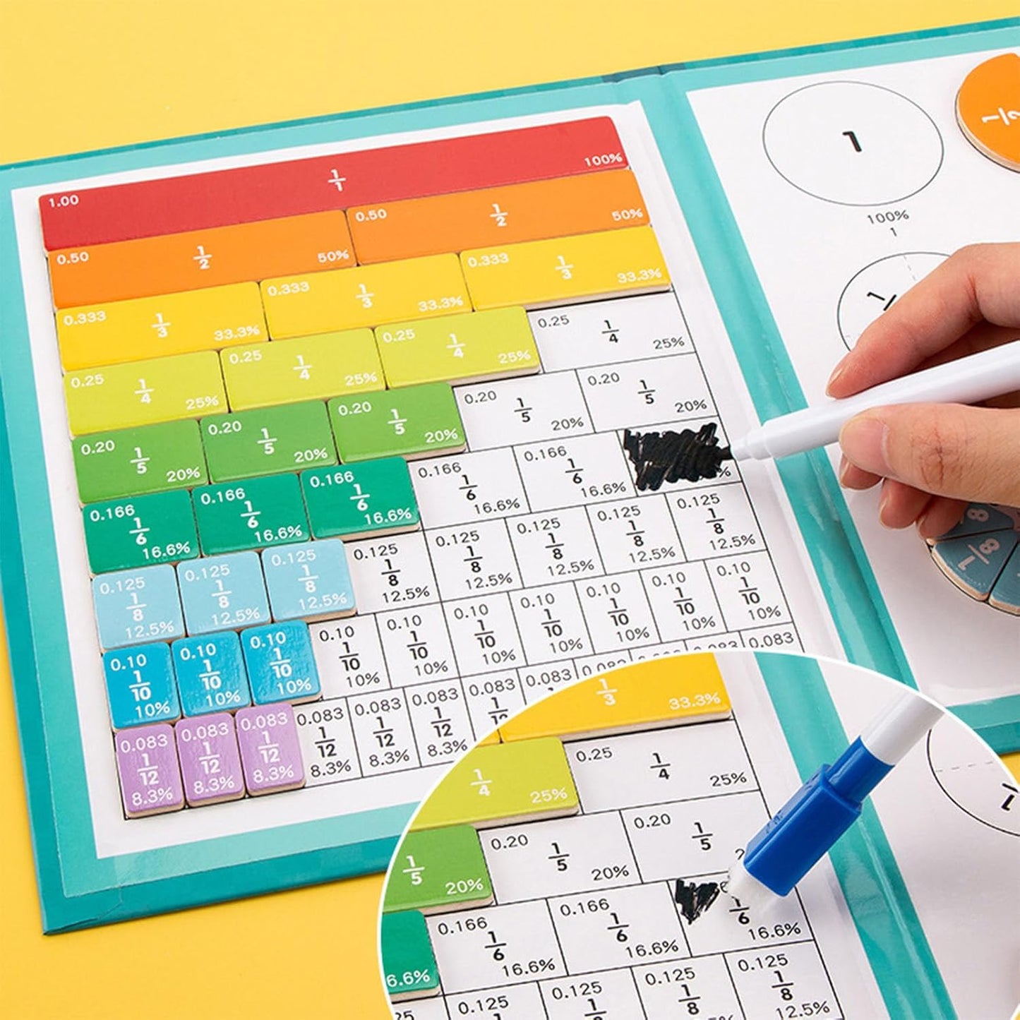 Magnetic Fraction Demonstration Book, Magnetic Fraction Tiles Disc Set (Zebra)