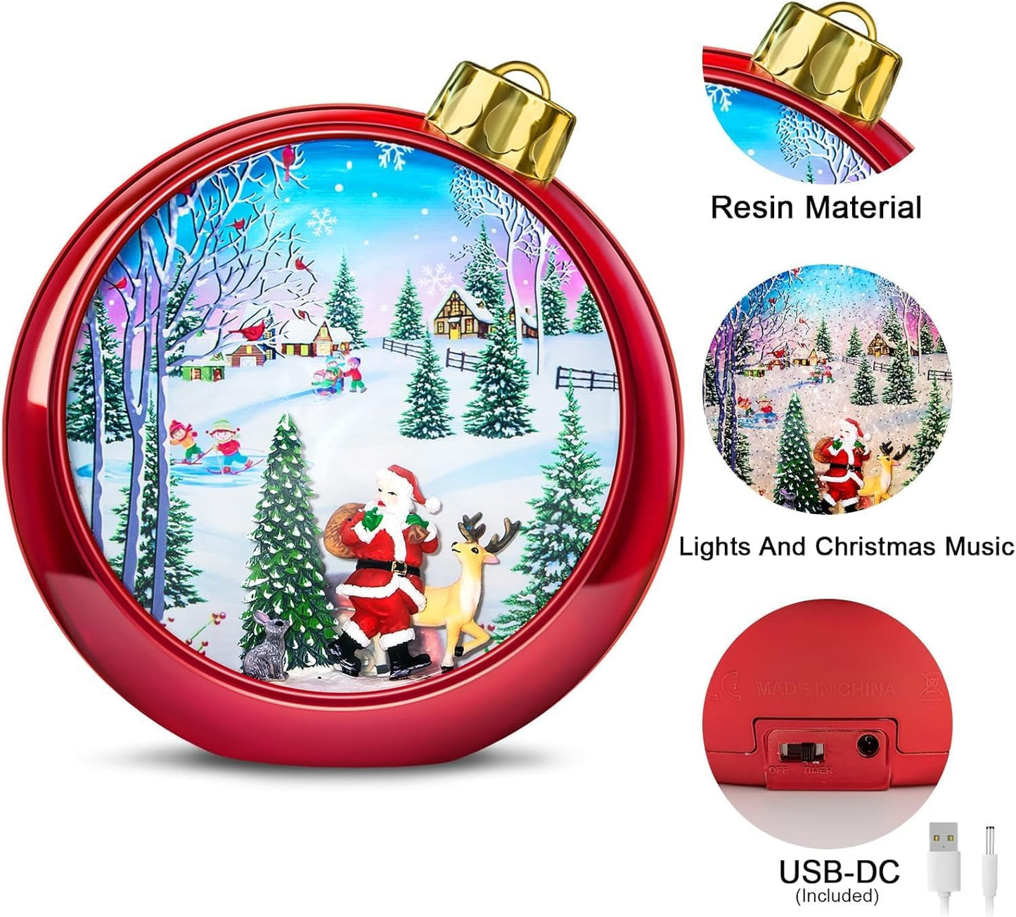 Large Christmas Santa Snow Globe Light up Lantern with 8 Songs, 8.7" Red Big Christmas Snow Globes for Kids Adults, 6H Timer & Dual Power, Snowglobes Christmas Decorations Indoor, Gifts for Women Men