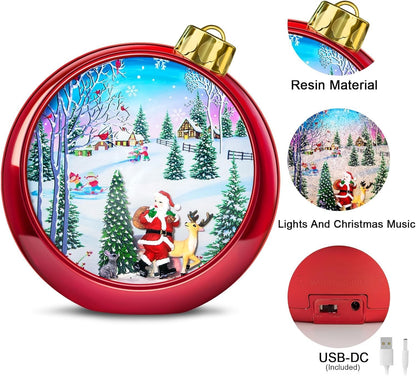 Large Christmas Santa Snow Globe Light up Lantern with 8 Songs, 8.7" Red Big Christmas Snow Globes for Kids Adults, 6H Timer & Dual Power, Snowglobes Christmas Decorations Indoor, Gifts for Women Men