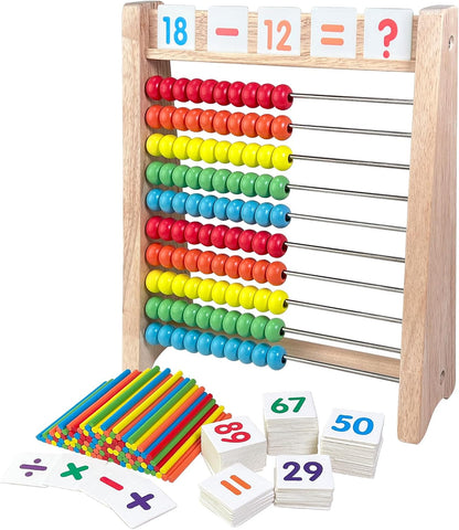 Sealive Wooden Counting Toy - 50 Beads Abacus for Kids Math, Cartoon Giraffe Counters for Kids, Counting Toys for Preschool Learning & Development, Develops Coordination, Motor Skills