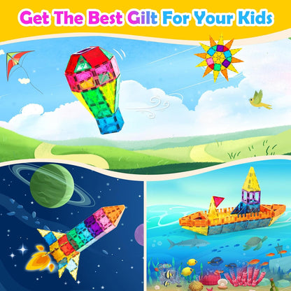 Anbalulu Magnetic Building Tiles,Magnet Building Set,Magnetic Blocks, 3D STEM Stacking Toys, Magnets Toy for Kids Boys Girls