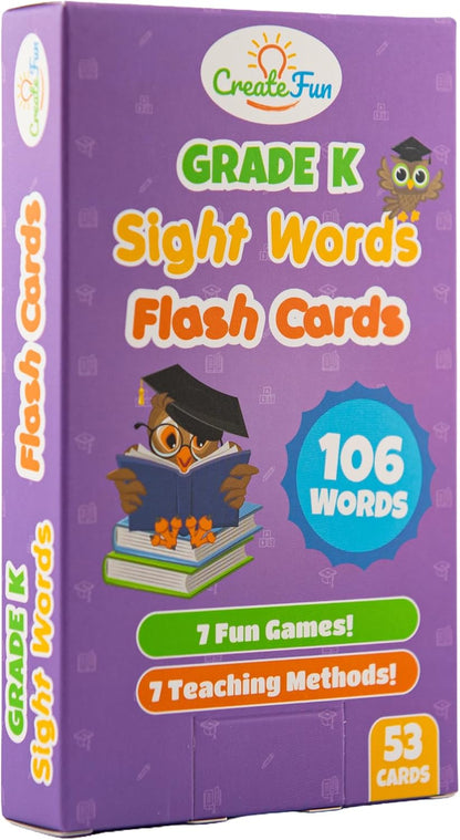 106 Sight Words Flash Cards Pre K for Ages 3-4, Dolch & Fry Sight Word Reading Games, Homeschool Supplies for Preschool with 7 Educational Game Ideas