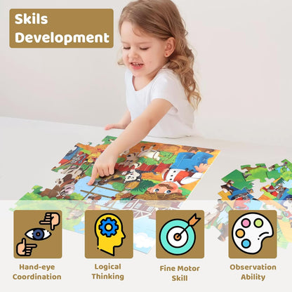 Jumbo Floor Puzzle for Kids, Large Jigsaw Puzzles 48 Piece with Box for Kids Ages 3-5,Preschool Learning & Education Toys, Gifts for 4-8 Year Old Boys and Girls(Jungle Animals)