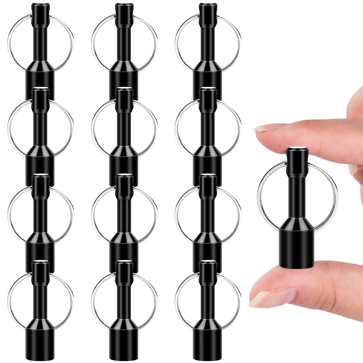 Keychain Magnets, Magnetic Key Chain for Testing Brass, Neodymium Pocket Magnet Key Holders with Strong Magnetic Black Rare Earth, Precious Metal Verifier for Gold & Silver Testing Kit -12 Pack
