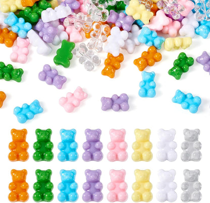 Kissitty 100Pcs Clear Acrylic Bear Beads Cute Bears Loose Beads Bulk Transparent Gummy Bear Spacer Bead Counting Bears for Bracelet Adults Necklace Earring Crafts Bag Key Chain DIY Jewelry Making