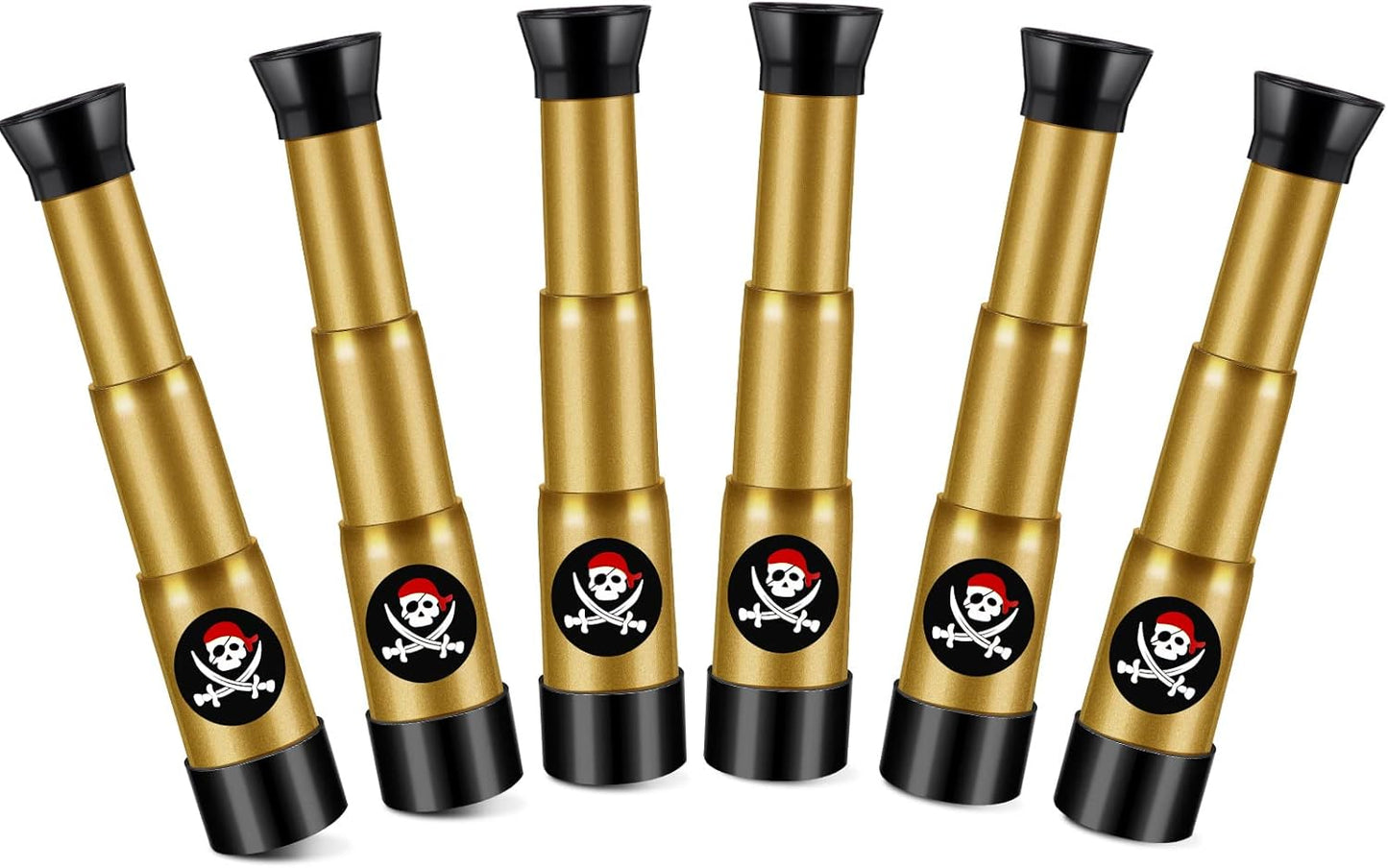 Zubebe 6 Pcs Plastic Pirate Telescopes for Kids Adjustable Mini Gasparilla Pirate Spyglass for Birthday Cosplay Party Supplies Costume Gasparilla Decoration(Bronze)