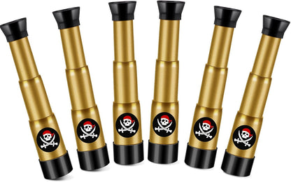 Zubebe 6 Pcs Plastic Pirate Telescopes for Kids Adjustable Mini Gasparilla Pirate Spyglass for Birthday Cosplay Party Supplies Costume Gasparilla Decoration(Bronze)
