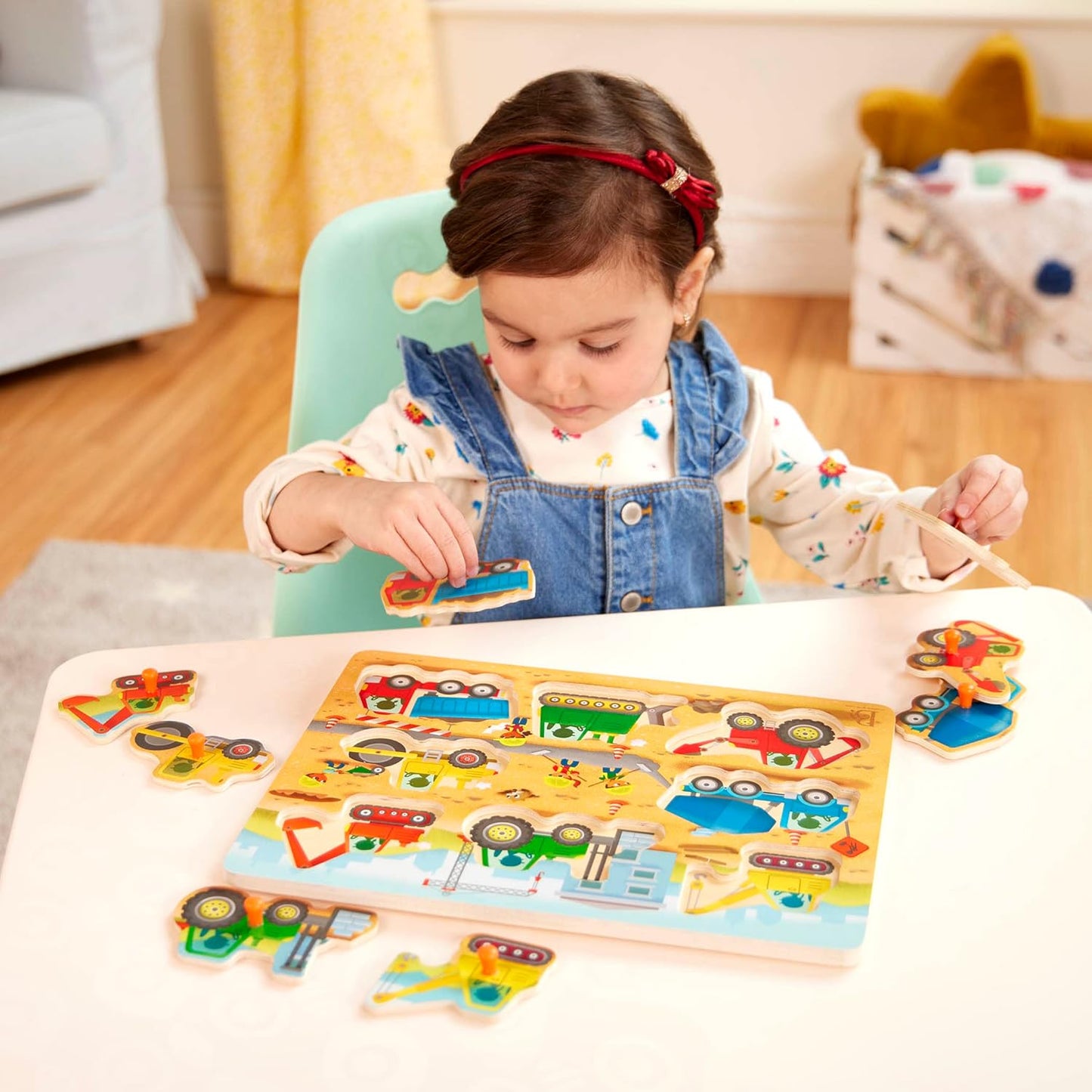B. toys – Peek & Explore – Vehicles – Wooden Peg Puzzle for Toddlers, Kids – 8 Pieces – Fire Truck, Airplane, Taxi & More – 2+ Years