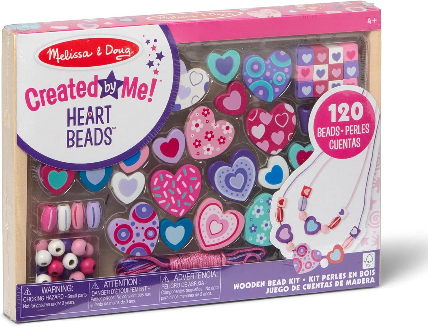 Melissa & Doug Sweet Hearts and Butterfly Friends Bead Set of 2-250+ Wooden Beads