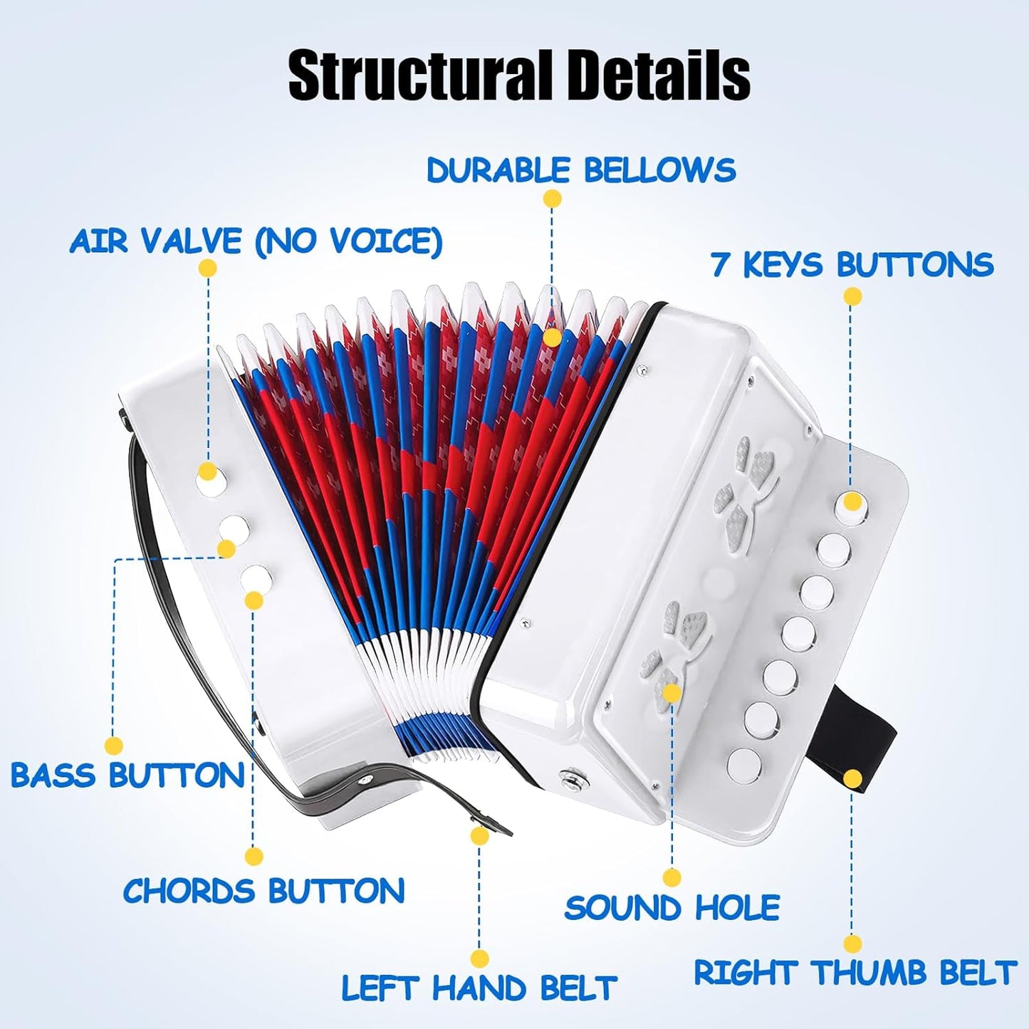 AZEAM Kids Accordion, Toy Accordion for Ages 3 5 9 7 10 12 Child Children Toddlers Beginners Kids Musical Instruments 10 Keys Button Small Lightweight for Boy Girls Christmas（Black）