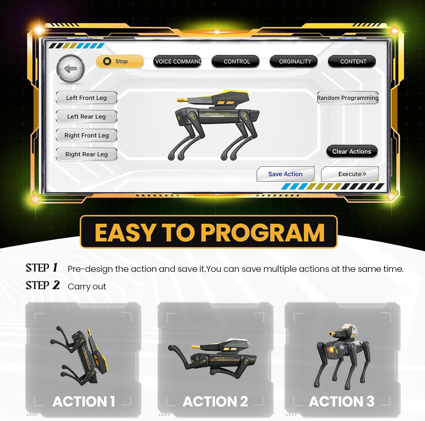 cxjoigxi Smart Dog Toy, Interactive STEM Pet with Blaster, Voice & Remote Control, App Programming, 30+ Actions, Bionic Walking, RC Dog Birthday Gifts for Kids Boys Girls Age 6+