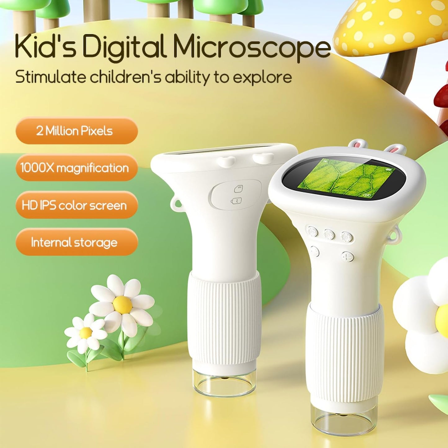 WINWEND Kids Microscope Pocket Microscope -1000X Portable Microscope for Kid | Photo and Video Mini Microscopes | 2'' Digital Little Scientist Microscopes for 3-10 Age Years Old Boys Girls Toys Gifts