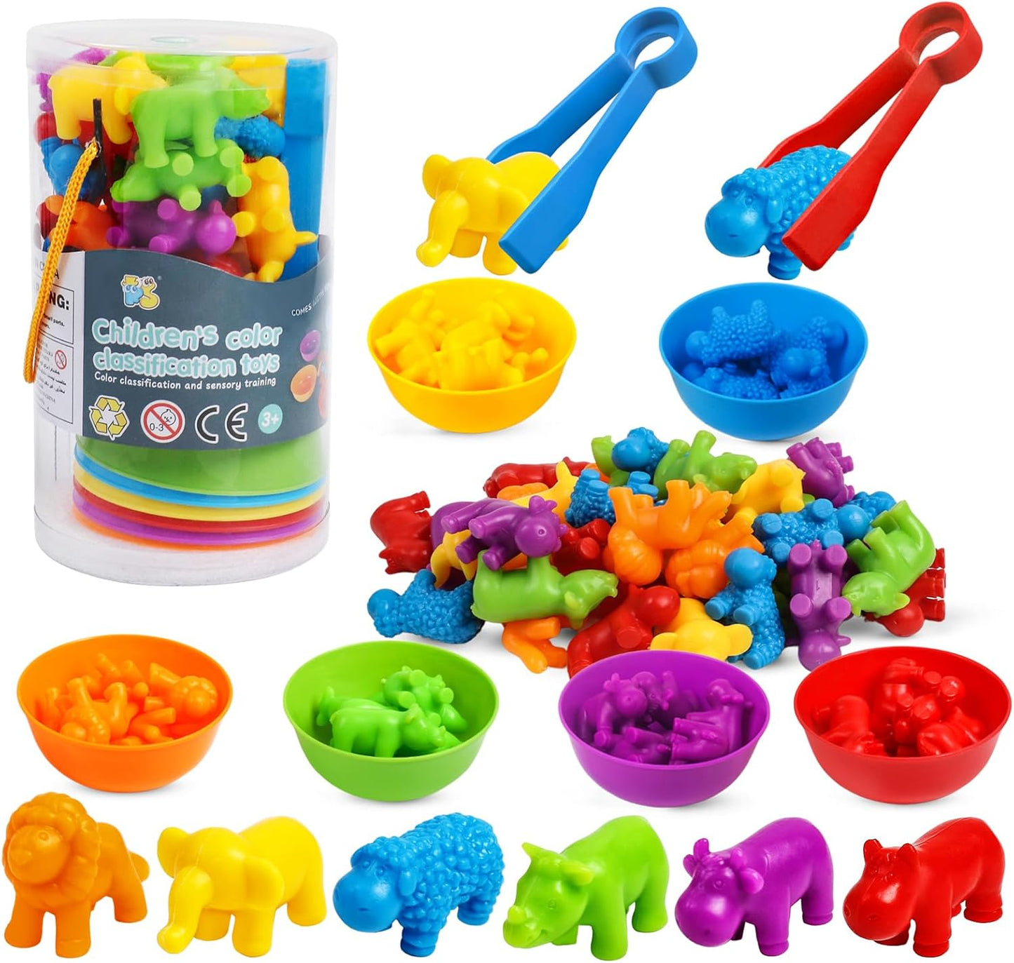 Counting Dinosaurs Toys Matching Games with Sorting Bowls for Kids Toddler Learning Activities Preschool Must Have Manipulatives Montessori Fine Motor Skills Toys Age 3 4 5 Years (Dinosaurs)