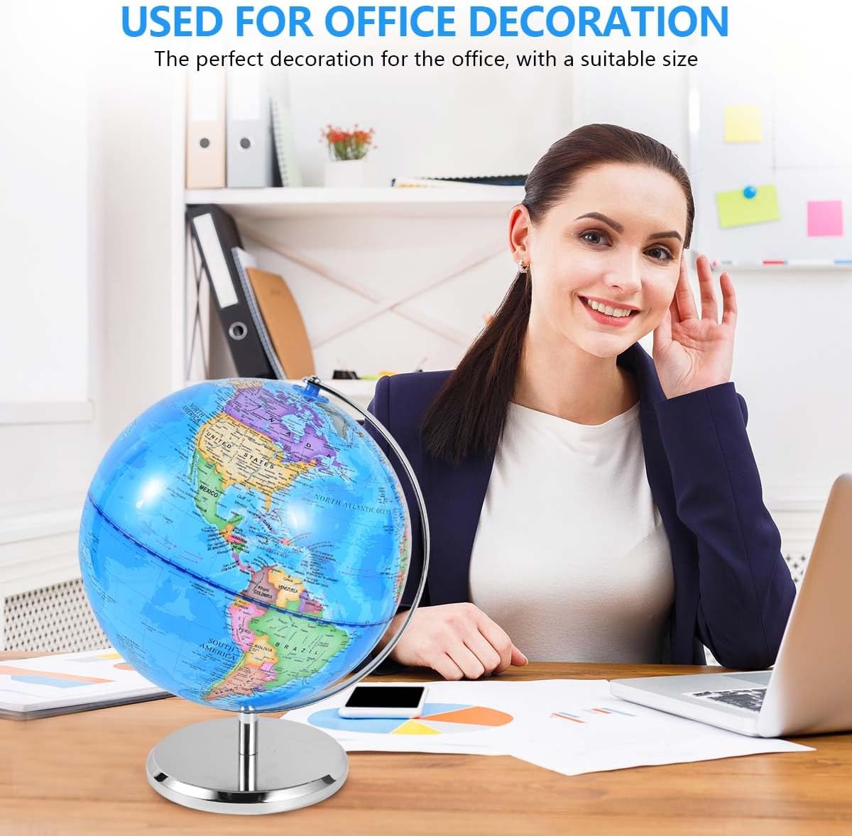 KISEER 6 Inch World Globe Rotating Earth Spinning Globe with Heavy Metal Stand for Kids Geography Classroom Education or Office Home Decorations
