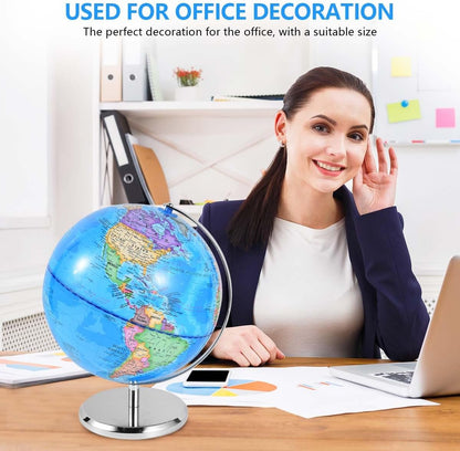 KISEER 6 Inch World Globe Rotating Earth Spinning Globe with Heavy Metal Stand for Kids Geography Classroom Education or Office Home Decorations