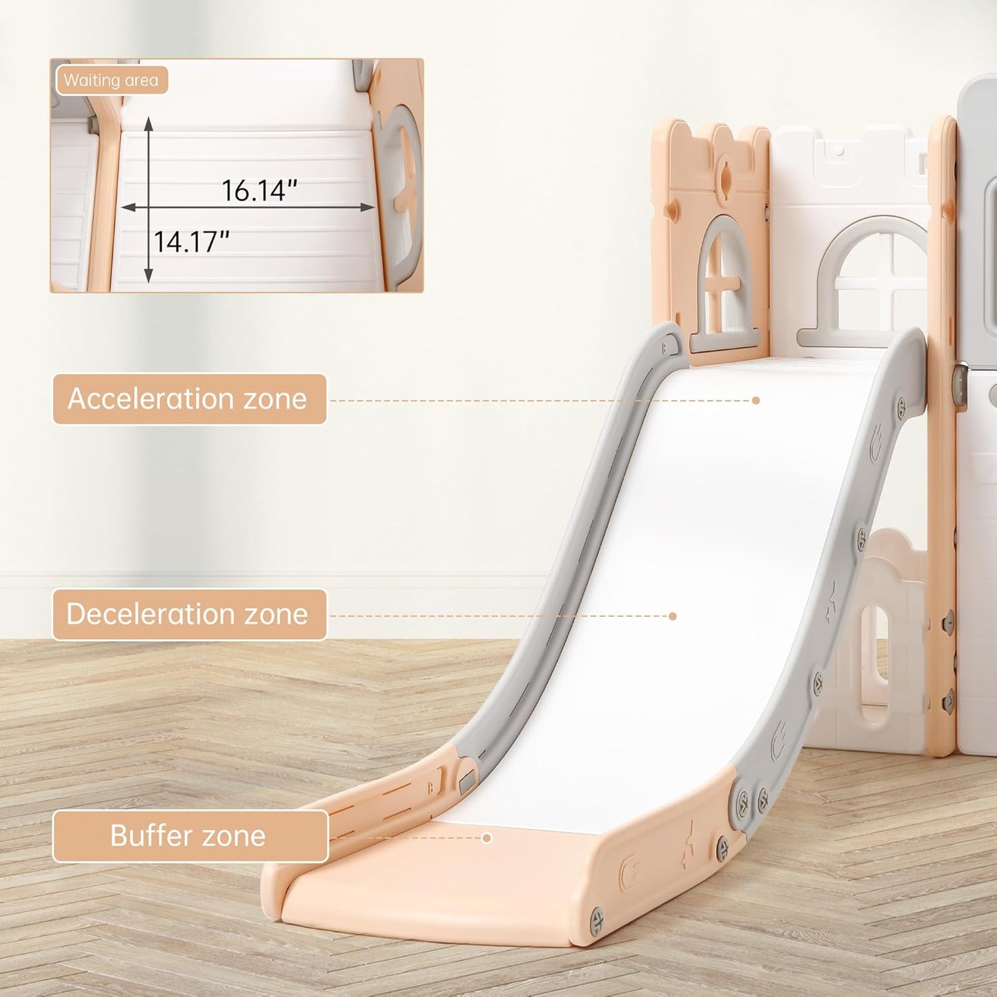 Garvee Toddler Slide 8 in 1 Toddler Playset for Toddlers Age 1-3, Baby Playset for Indoor Outdoor Playground with Climber, Crawling Tunnel, Basketball Hoop, Telescope, Toy Storage