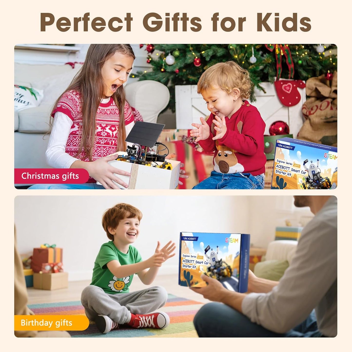 ACEBOTT Robot Kit, Robotics for Kids Ages 8-12 12-16, STEM Toys for Boys with Remote & App Control, Arduino & Scratch Compatible, Science Kits for Kids Age 8-12 12-16, for Boys & Girls(Yellow)