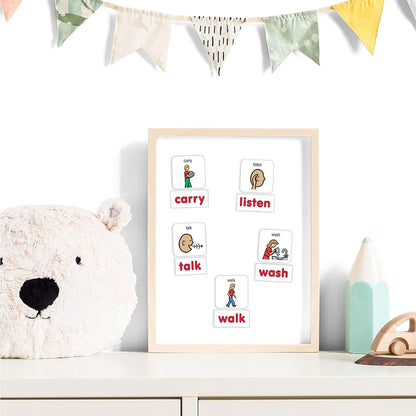 BARKER CREEK Learning Magnets, for Children, Picture Communication Symbol Magnets - High-Frequency Verbs & Companion Word Magnets (3000)