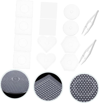 DIY Plastic Pegboards Set for Boys and Girls 16pcs Multi-Function Fuse Beads Board Small Craft Template for Creative Learning and Fun Activities