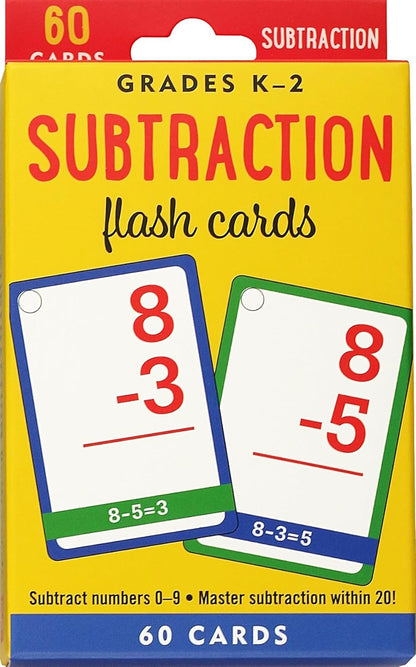 Subtraction Flash Cards (60 cards, Grades K-2)