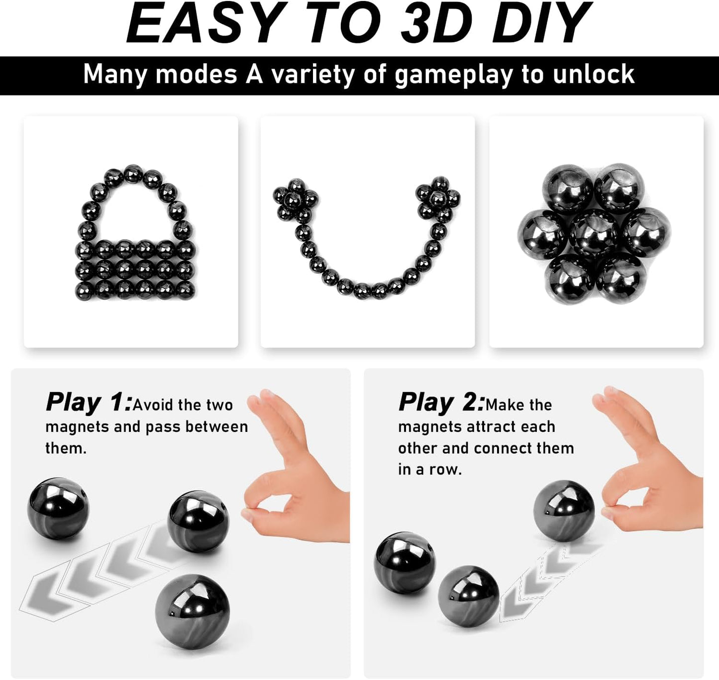 32 Pcs Magnetic Balls Fidget Toy,Adult Fidget Toys, Science Kit for Anxiety Relief,Office Desktop Decoration, Anti Anxiety, Executive Desk Toys ,Building Crafts for Teens Party Favors Gift(Balck)