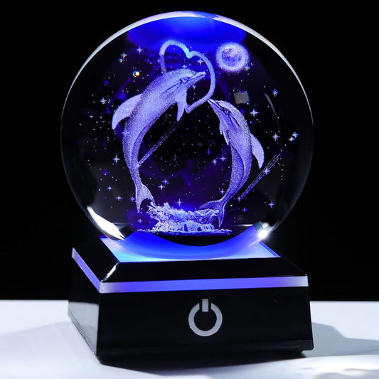 3D Unicorn Crystal Ball Snow Globe Gifts for Women, Laser Etched Unicorns Night Light Decor for Girls Bedroom for Adults or Girls