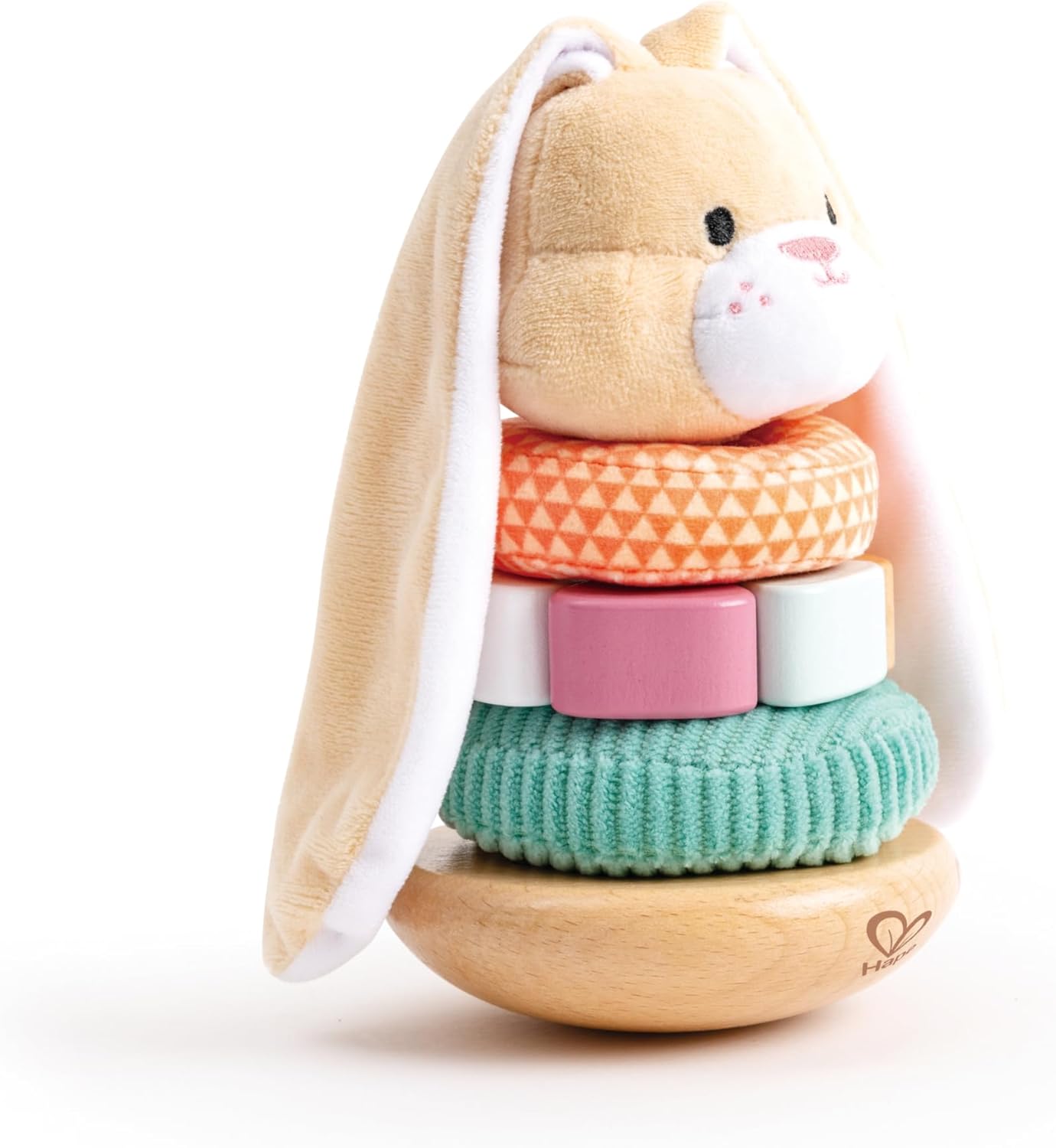Hape Bunny Stacker|Wooden Stacking Rings|Wobble Learning Tower Developmental Toy, for Babies 10 Months+