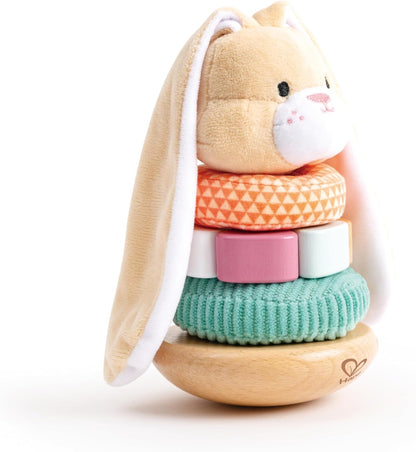 Hape Bunny Stacker|Wooden Stacking Rings|Wobble Learning Tower Developmental Toy, for Babies 10 Months+