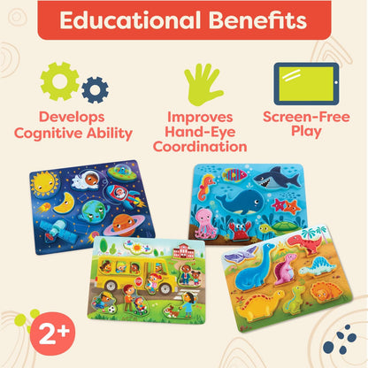 B. toys – Peek & Explore – School BusChunky Puzzle for Toddlers,Educational & Developmental Toys for Kids – 2+ Years