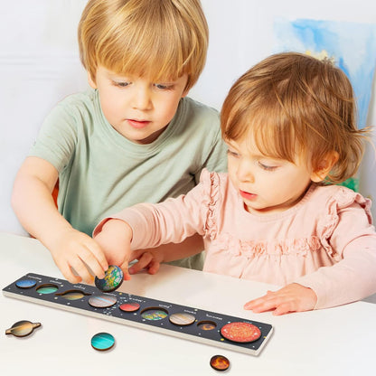 Zeoddler Solar System Puzzle for Kids 3-6, Wooden Space Toys, Planets for Kids, Preschool Learning Activities, Gift for Boys, Girls