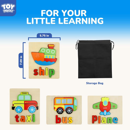 TOY Life Toddler Puzzles Ages 2-4, 6 Animals with Spelling Wooden Puzzles for Toddlers 3-5, Montessori Toys Gifts for 1 2 3 Years Old Boys Girls, Birthday Gifts Educational Learning Toys for Kids