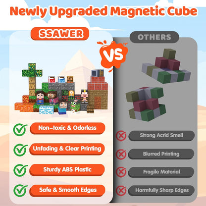 Magnetic Blocks Toys for Kids, 100 PCS Building Blocks Cubes, Stacking Magnetic Tiles Toys for Kids Toddlers Boys Girls Ages 3 4 5 6 7 8-12 Birthday Gifts Party Supplies (Underworld)