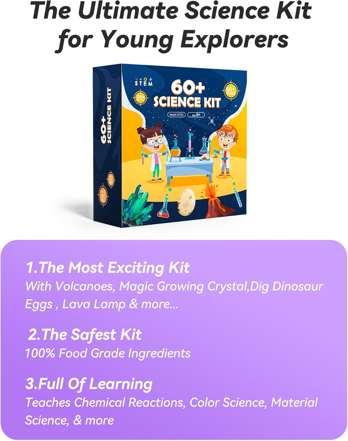 Melican 60+ Science Experiment Kit for Kids Ages 8+, STEM Educational Science Gifts for Kids, First Science Kit for Boys Girl Birthday