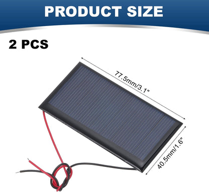 MECCANIXITY 2 Pcs 5.5V 0.44W 70mA Mini Solar Panels, Small Polycrystalline Solar Cell Panel with 2 Cable for DIY Electric Toy Materials Kits Charger, 60mm x 60mm