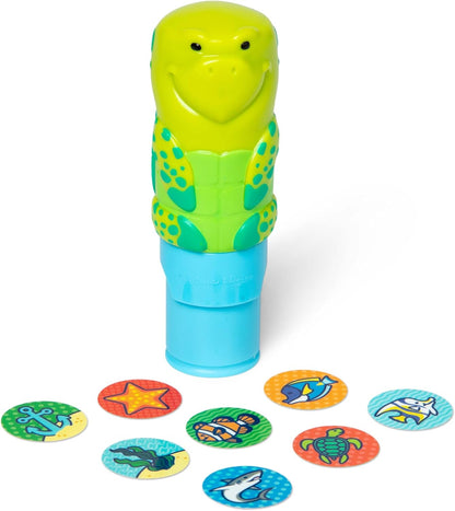 Melissa & Doug Sticker Wow!™ 24-Page Activity Pad and Sticker Stamper, 300 Stickers, Arts and Crafts Fidget Toy Collectible Character – Sea Turtle - for Kids Ages 3+ - FSC Certified
