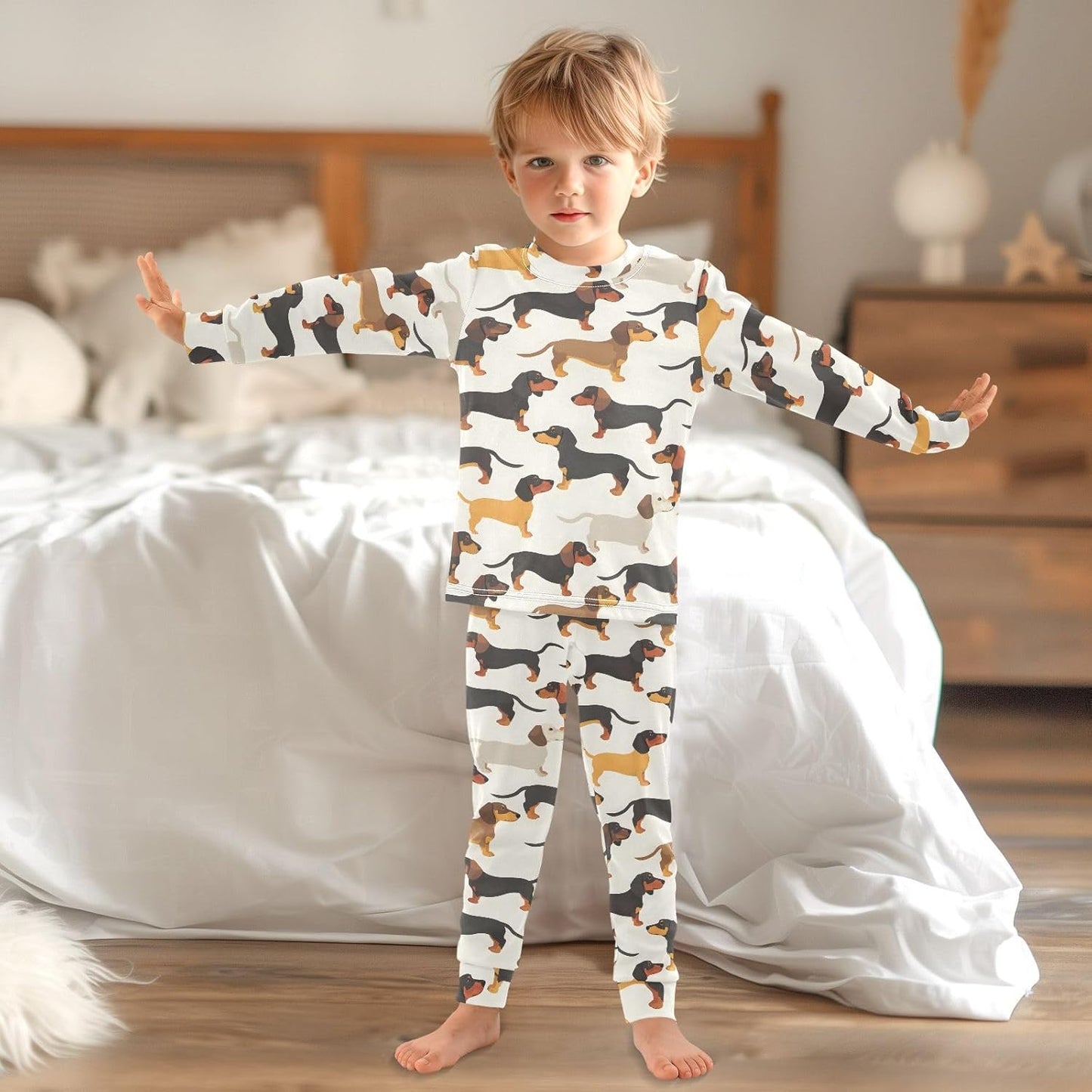 ALAZA Shark Starfish Palm Tree 2 Piece Pajama Set Long Sleeve Top and Pants Sleepwear Unisex - Colors A