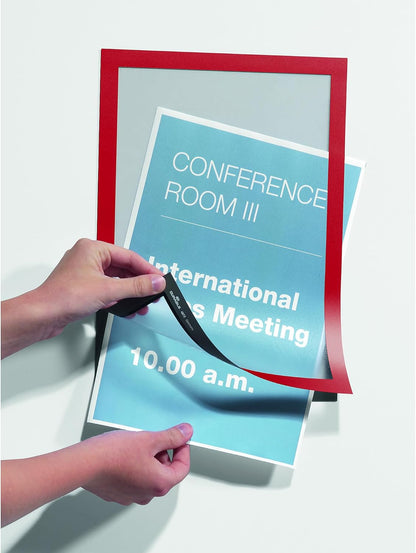 Durable Duraframe Self Adhesive Magnetic Sign Holder in Half Letter-Size 5.5" x 8.5" Inches - Black Frame - Pack of 2