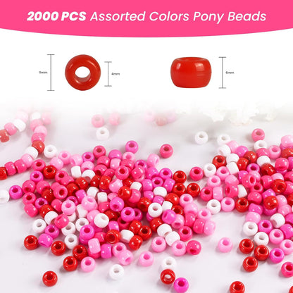 2000 Pcs Multi-Colored Glitter Pony Beads, 6x9mm, Round, Acrylic, Loose Beads, Perfect for Bracelets, Jewelry Making, Crafts
